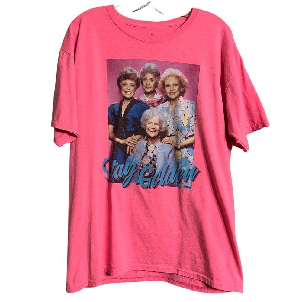The Golden Girls Betty White Hot Pink Short Sleeve T Shirt Stay Golden Sz L EUC